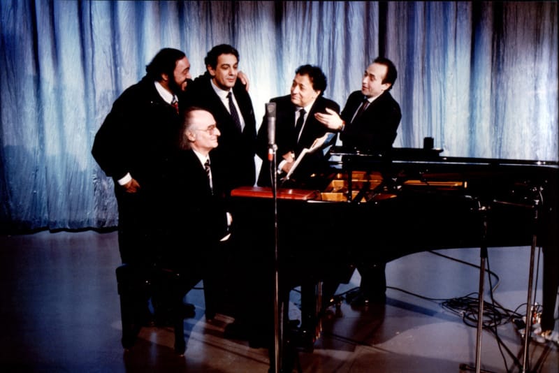 Luciano Pavarotti, Plácido Domingo, Zubin Metha, José Carreras ((© Foto: ZDF und ORF/C Major Entertainment)